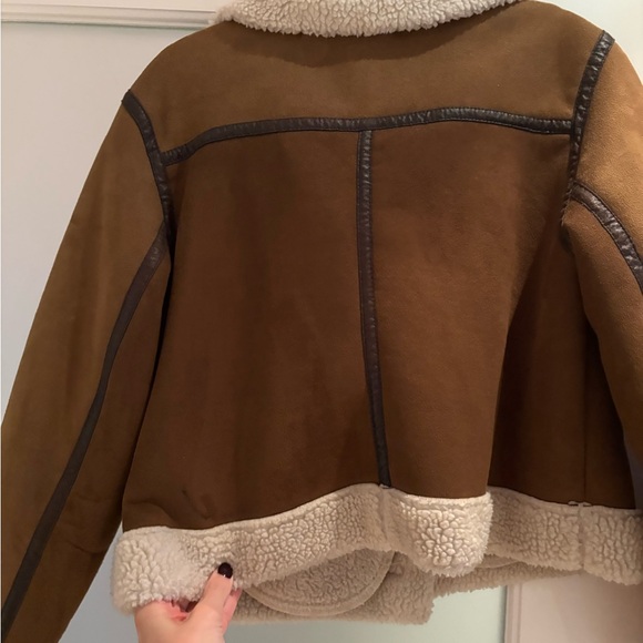 Suede and shearling lined moto jacket, Zara women - Picture 6 of 6